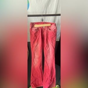 women’s pink true religion 2000s flare jeans